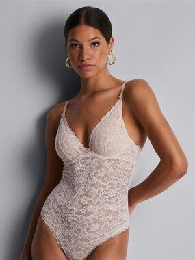 AUBADE Rosessence Care Lace Bodysuit in Nude D'Ete Size 34DD Brand New NWT
